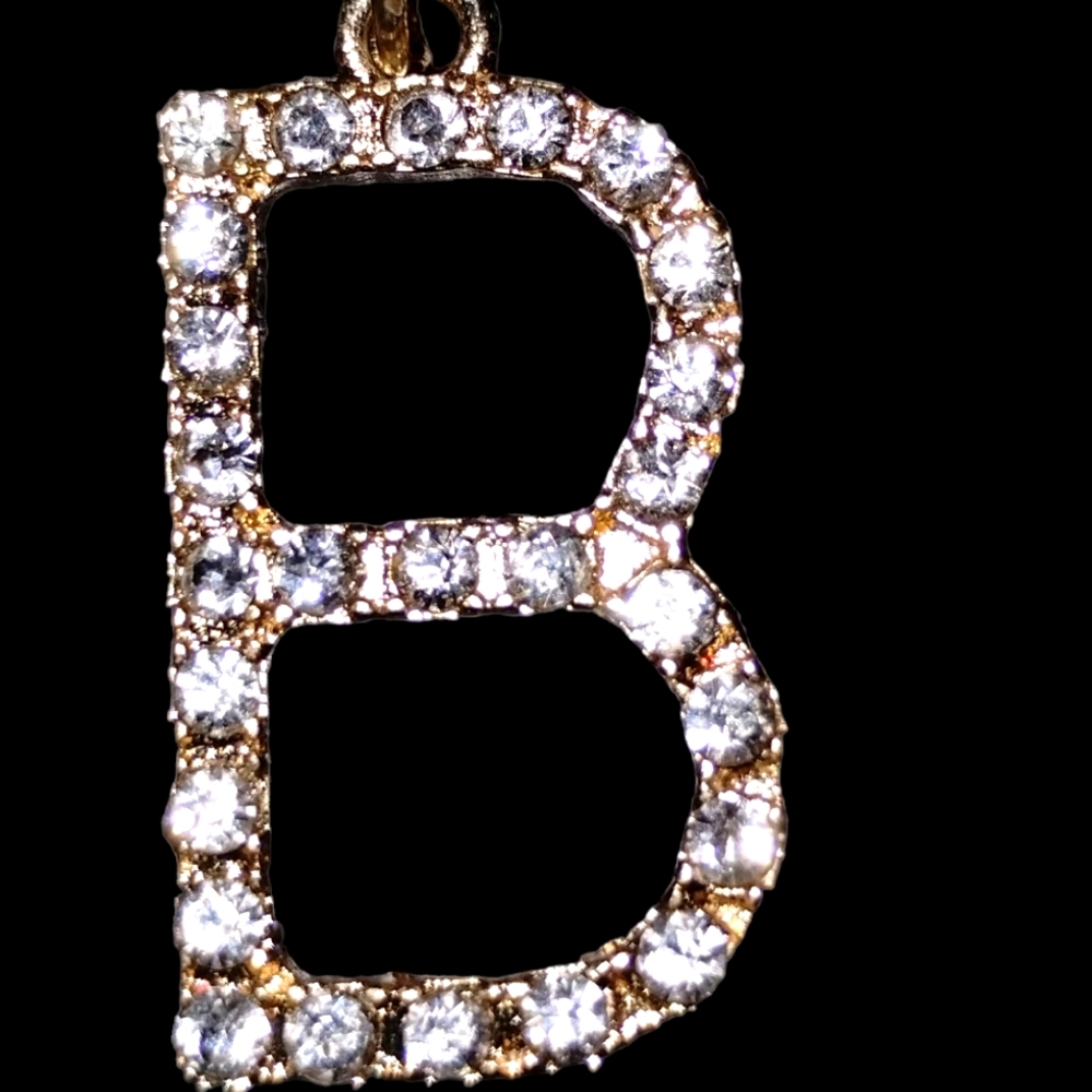 Initial B vintage rhinestone pendant